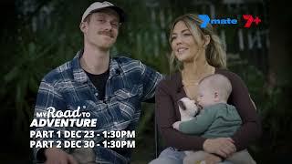 Sam Frost & Jordie Hansen with baby Ted. My Road To Adventure TV show Promo. S2 EP3 Christmas 2023