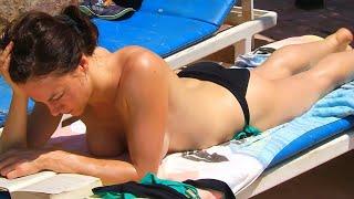 Sunny  Hot Beach Girls ️ Beach Walk day 4k Videos Beach Girls Vacations Sunbathing Topless (20)