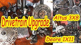 How to Upgrade Bike Drivetrain Shimano Altus 3X8 To Deore M5100 1X11 On Trek Marlin 6 2015