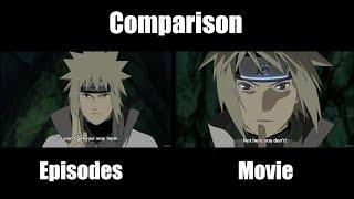 Minato VS Obito and Kyuubi - Naruto Shippuden (Episodes VS Movie 6) Comparison Side by Side