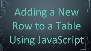 Adding a New Row to a Table Using JavaScript