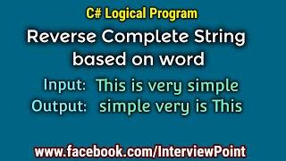 Program to Reverse each word of the string in C#.Net | Reverse string word program | Interview Point