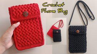 CROCHET PHONE BAG BRAID STITCH PATTERN || CROCHET SLING BAG HANDPHONE TUTORIAL