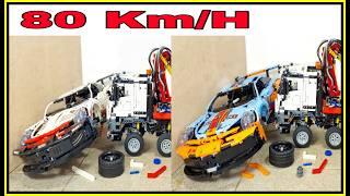 Lego Porsche 911 vs Truck CRASH   80 Km/H  Lego 42096 - Lego Technic CRASH