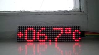 -55...99°C Thermometer (Arduino UNO, DS18B20, MAX7219 8x32 LED)