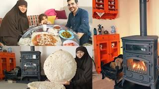 Yufka ekmek ve bulgur pilavı - Cevizleri toplamaya başladık - Odun ateşi soba keyfi #bahçeişleri