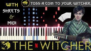 Toss a Coin to Your Witcher (Jaskier Song) - Synthesia Piano Tutorial + MIDI / FREE SHEETS