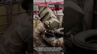 Diesel drainage with pickaxe- Good tools make work easy