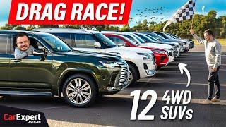 12 SUV drag race! Patrol v LandCruiser v Lexus LX v Everest v Defender v MU-X v Fortuner v Pajero