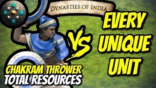 ELITE CHAKRAM THROWER (Dravidians) vs EVERY UNIQUE UNIT (Total Resources) | AoE II: DE