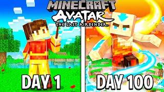 I Spent 100 DAYS as AVATAR in Minecraft