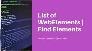 List of WebElements | Find Elements | Selenium Webdriver | Automation Testing Tutorial for Beginners