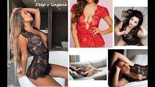 Avidlove Women Sexy Lingerie Eyelash Lace Babydoll Deep V Nightwear Mesh Sheer Chemises #Shorts