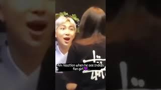 Rm reaction when he see Indian fan girl#shorts #viral #kpop #bts #indianbtsarmy #rm #kimnamjoon