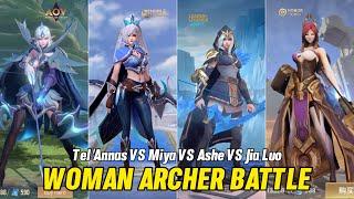 Miya MLBB VS Ashe LOL Wild Rift VS Tel'Annas AOV VS Jia Luo KOG Hero Skill Effect Comparison 2023