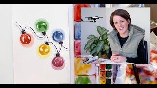 Watercolor Step by Step Christmas Lights Tutorial