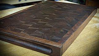 Woodworking project: end-grain cutting board + my dust shroud EXPLOSION