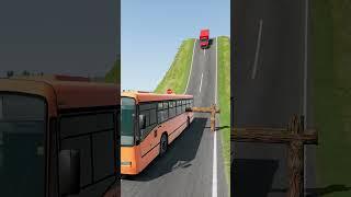 City Buses & Cars vs Logs Trap - BeamNG.drive #shorts #beamngdrive #bus