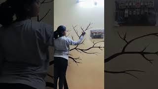 wall painting ️ #wallpainting #art #decoration #tree #home #painting #wallpaintingideas