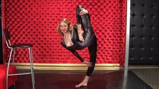 Contortion routines in photostudio. Flexible girl Angelika.