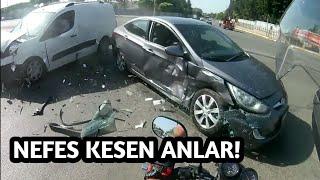 Araba Kazasının Arasında Kalan Motorcu! Türkiye'de Yaşanan Motorcu Olayları!