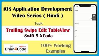 Edit TableView with Trailing Swipe Action in Swift 5 XCode | Hindi | Easily Edit Table View Data.