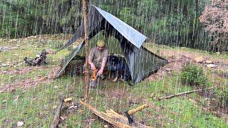 Rain Camping in a Under Thunder - I'm Stuck in the FOREST 2 DAYS Because of the FLOOD