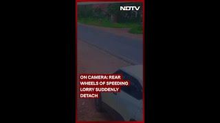 On Camera: Major Accident Averted As Wheels Detach From Speeding Lorry In Karnataka