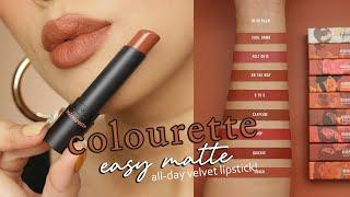 Colourette Easy Matte All-Day Velvet Lipstick Lip Swatches 