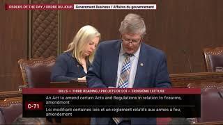 Senator Plett argues in the Senate for public reporting of firearms re classifications
