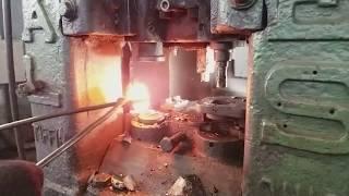 Slow motion forging of steel heavy hex nut Fastener, 150 ton maxi press