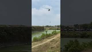 Sri Lanka Air Force Bell 212 Helicopter Conducting Rope Rescue Training Mission At Jaffna Fort.