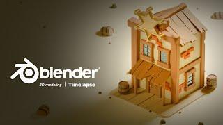 Creating A 3D Stylized Sheriff house in Blender4.2 I Time-Lapse Tutorial