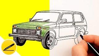 The Car Niva VAZ-2121  How to Draw Car, step by step