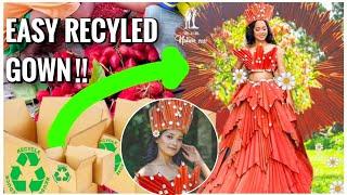 HOW TO MAKE A DRESS/GOWN USING CARTON BOXES (QUICK, EASY, CREATIVE) | JUNABETH