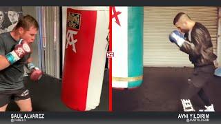 Canelo Alvarez vs Avni Yildirim Side x Side Heavy Bag Comparison, Canelo vs Yildirim Feb 27 In Miami