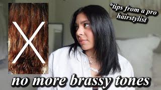 How to remove brassy red tones from brunette hair at home // Pro hairstylist tips