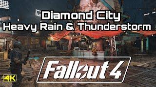 Fallout 4 - Heavy Rain & Thunderstorm Sounds - Diamond City Sleep Ambience - Deep Sleep Relaxation.