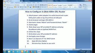 Dlink 600M Router configuration