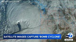 Satellite images show 'bomb cyclone' taking aim at Pacific Northwest