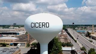 Drone Flight Above The Cicero IL Water Tower