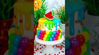 Rainbow Watermelon Fondant Cake With Jelly Decorating