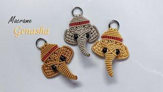 Macrame keychain tutorial: Macrame Ganesha Small Keychain - How to make macrame ganesha