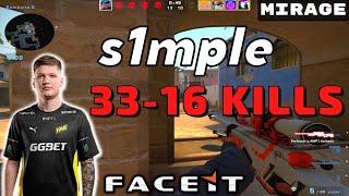 CSGO POV s1mple (33-16) Mirage 𝙒𝙞𝙣 (16-12) / Faceit 07.01.2023