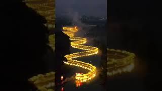 A golden dragon consisting of 88 bamboo rafts