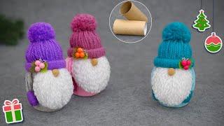 They are adorable️Gnomes made from yarn and toilet paper rollsChristmas ideas DIY️