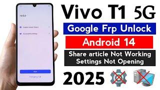 VIVO T1 5G Frp Unlock : Settings Not Open ANDROID 14 Without Pc Latest Version.