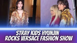 Stray Kids Hyunjin Look Like a Rock Star at Versace SS25 Show at Milan Fashion Week