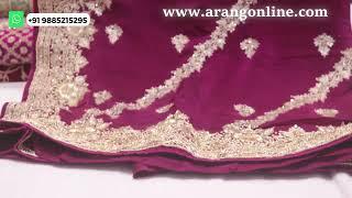 ARNG-3929 “The Russian Violet” Premium Handcrafted Saree||Pure Crepe Fabric||Zardozi||Crystals