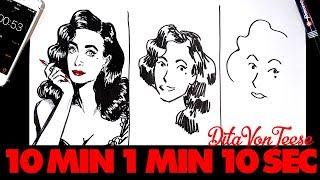 SPEED CHALLENGE: Dita Von Teese in 10 min, 1 min & 10 sec [ART CHALLENGE]